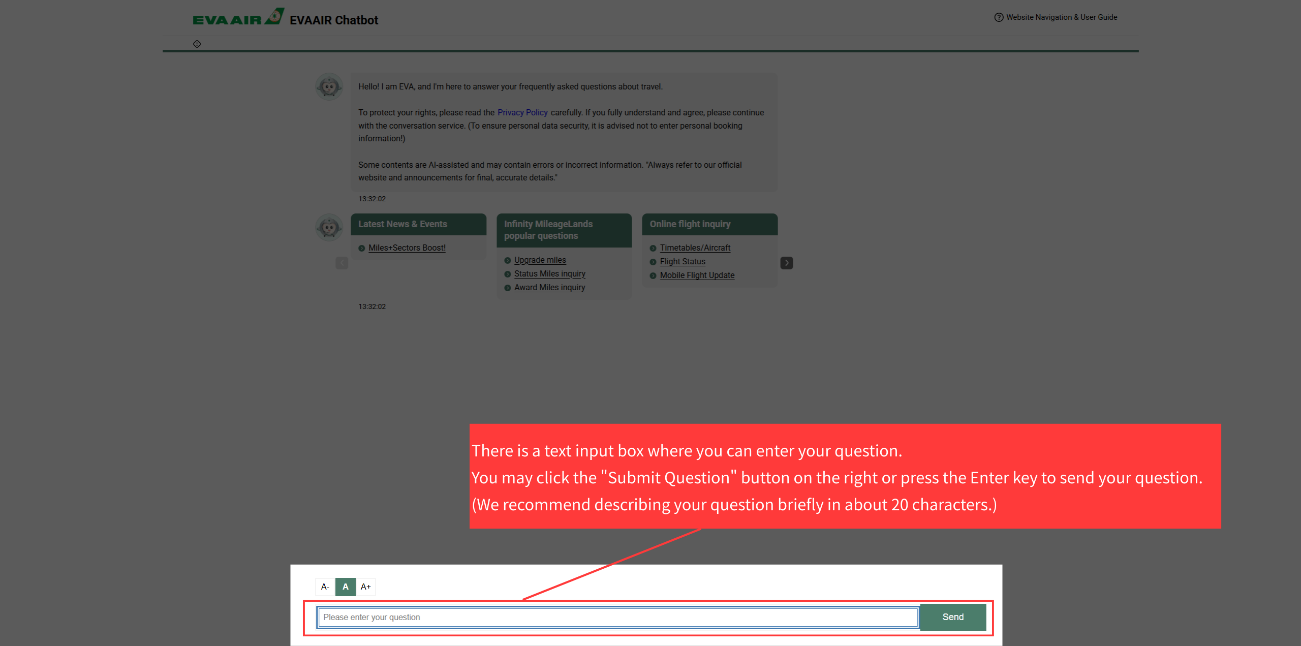 Schematic diagram of the question input box in the conversation content section